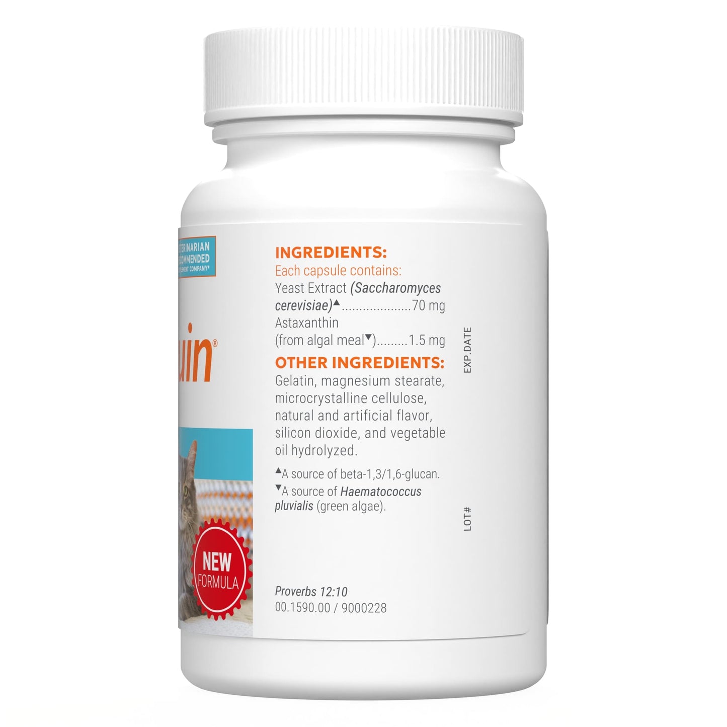 nutramax imuquin immune health supplement powder for cats, with beta glucans, with astaxanthin, 30 sprinkle capsules