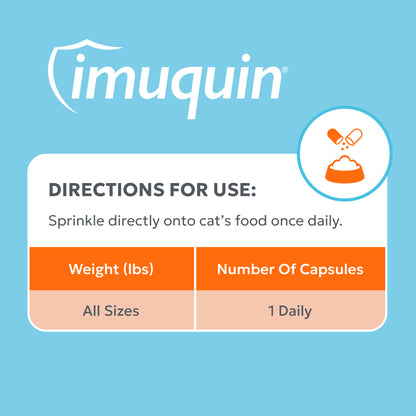 Nutramax Imuquin Immune Health Supplement Powder for Cats, With Beta Glucans, With Astaxanthin, 30 Sprinkle Capsules