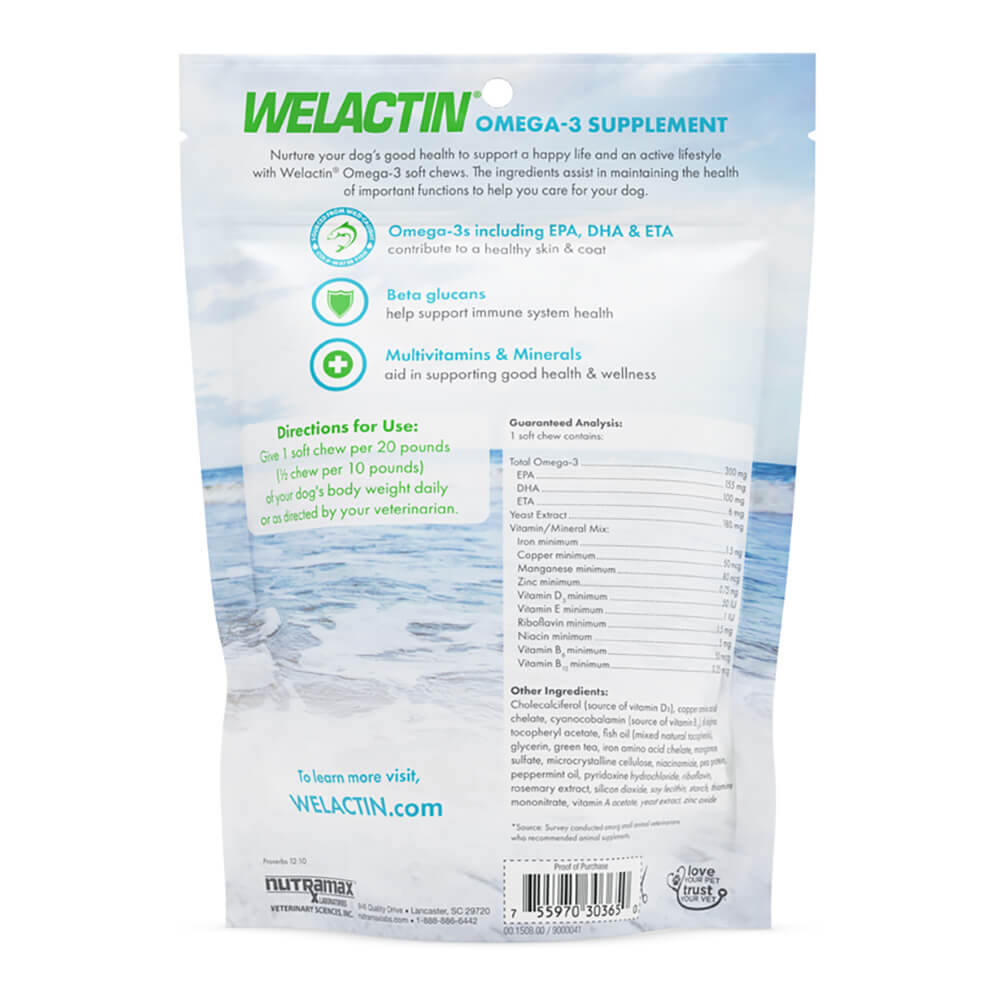 welactin daily omega-3 supplement for dogs, 60 soft chews