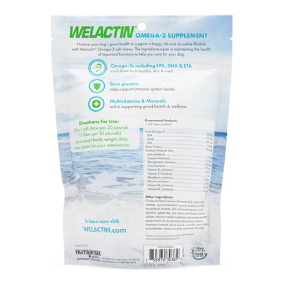 Welactin Daily Omega-3 Supplement For Dogs, 60 Soft Chews