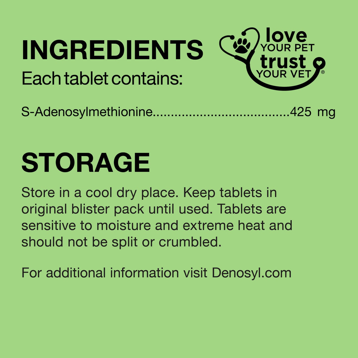 denosyl for large dogs  425 mg  30 stabilized tablets
