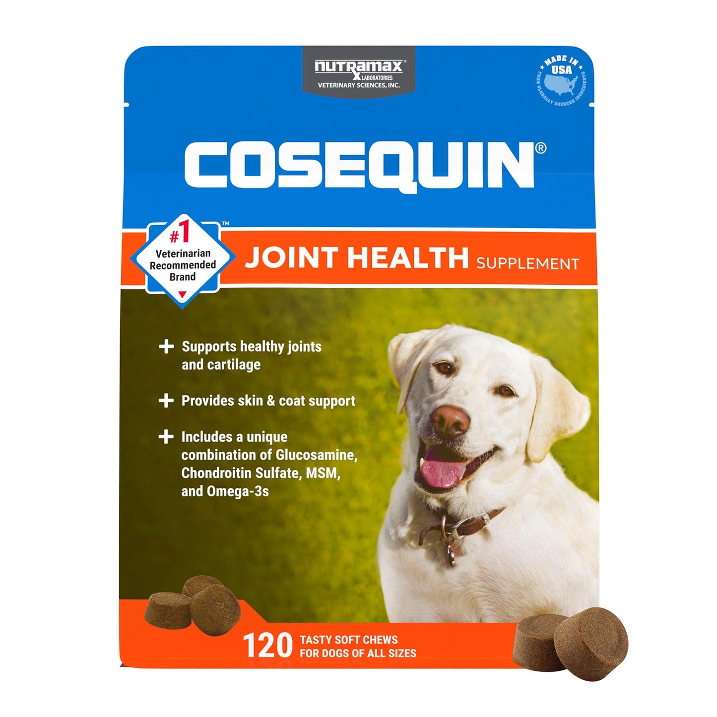 cosequin soft chews with msm plus omega-3s for dogs  120 ct