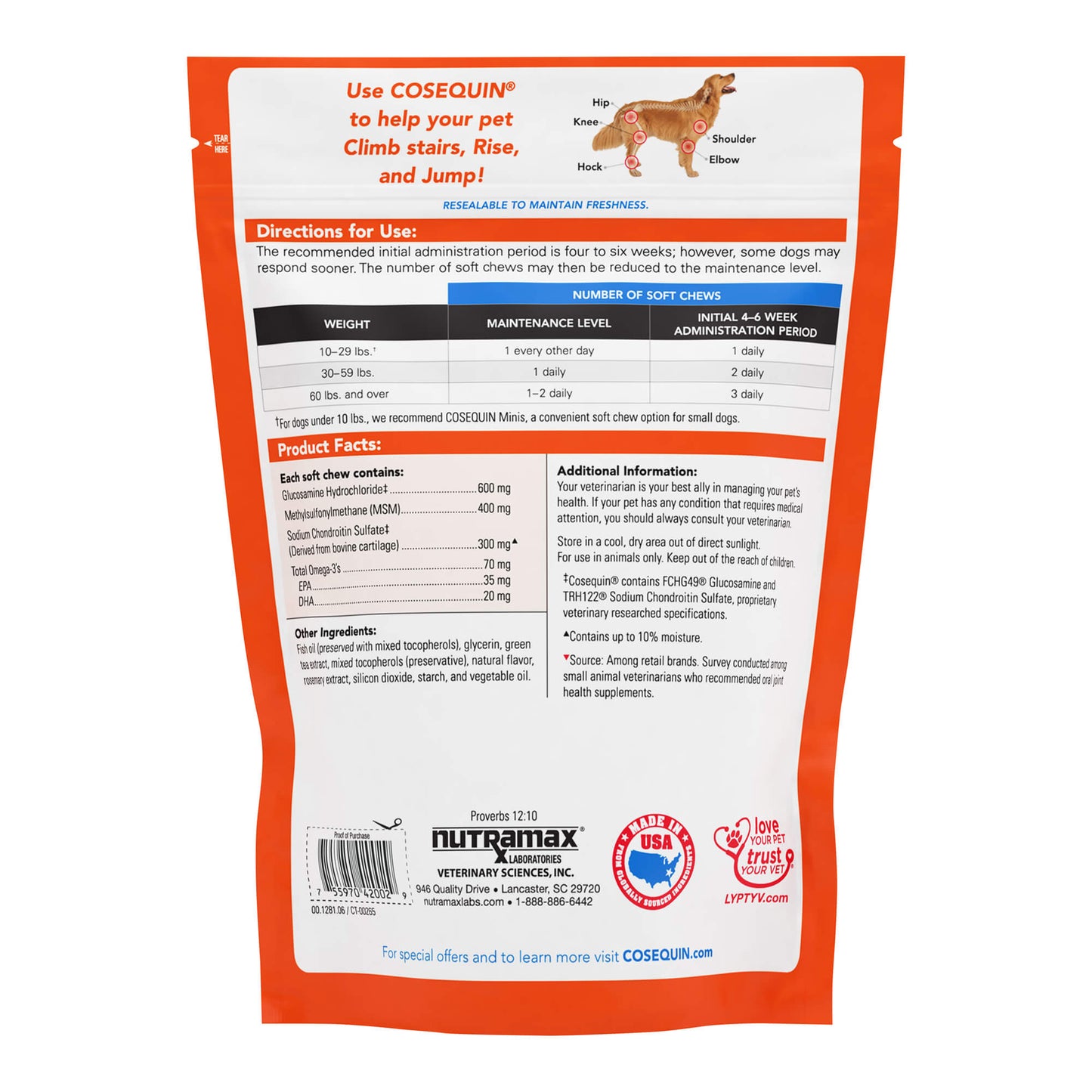 cosequin soft chews with msm plus omega-3s for dogs  120 ct