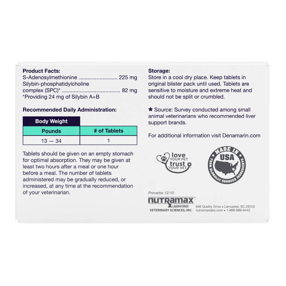 denamarin for dogs  13 to 34 lbs.  225mg  30 tablets