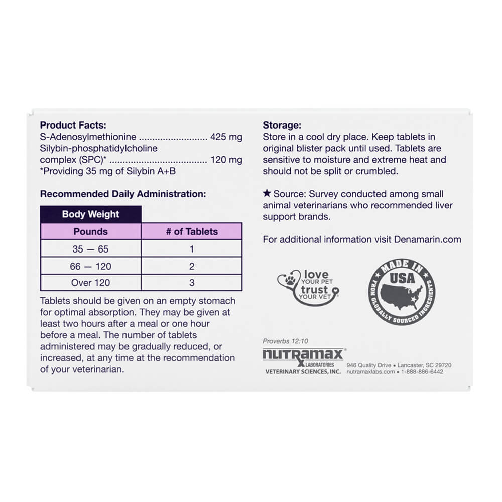 denamarin for large dogs 35 lbs and over  425mg  30 stabilized tablets