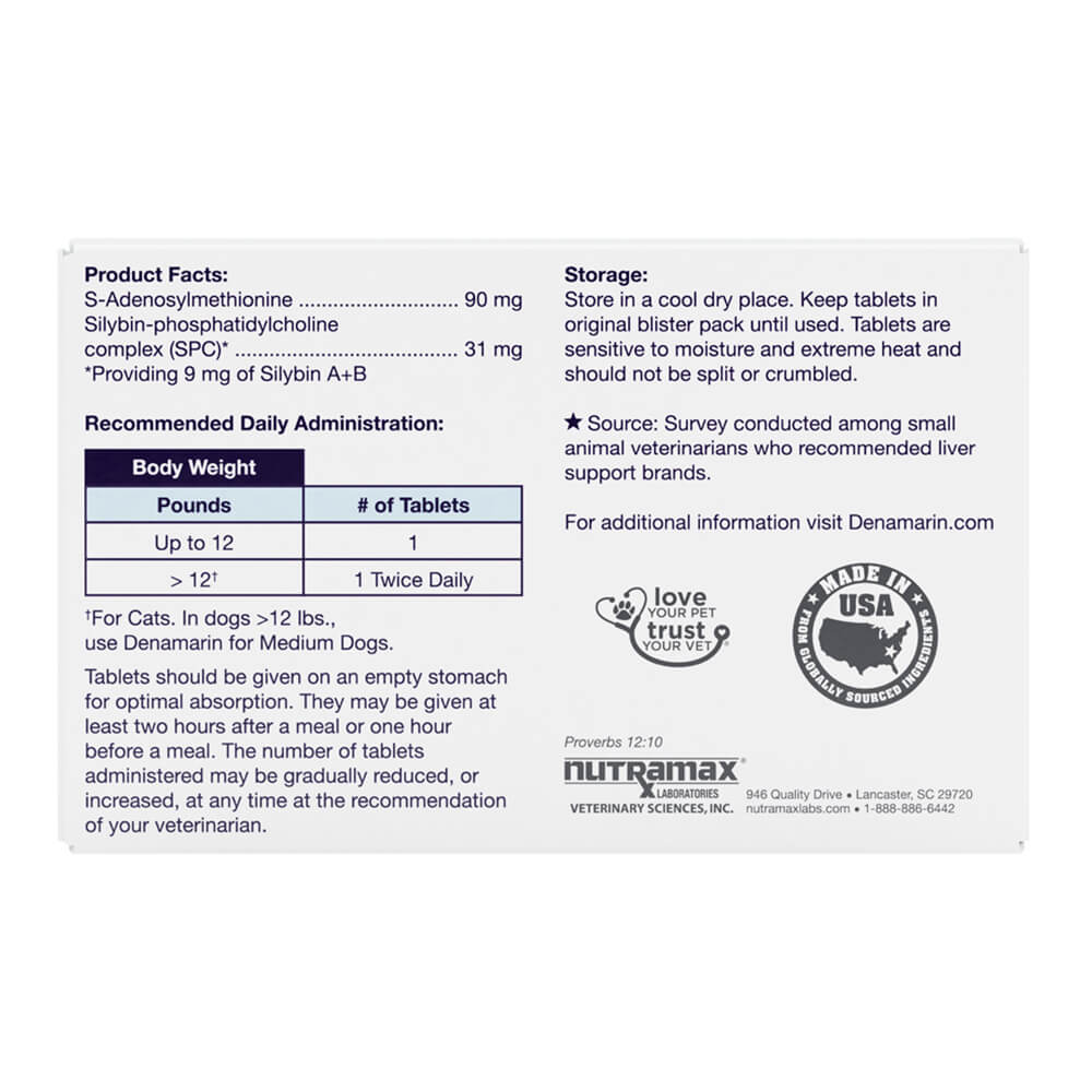 denamarin for cats and small dogs up to 12 lbs  90 mg  30 stabilized tablets