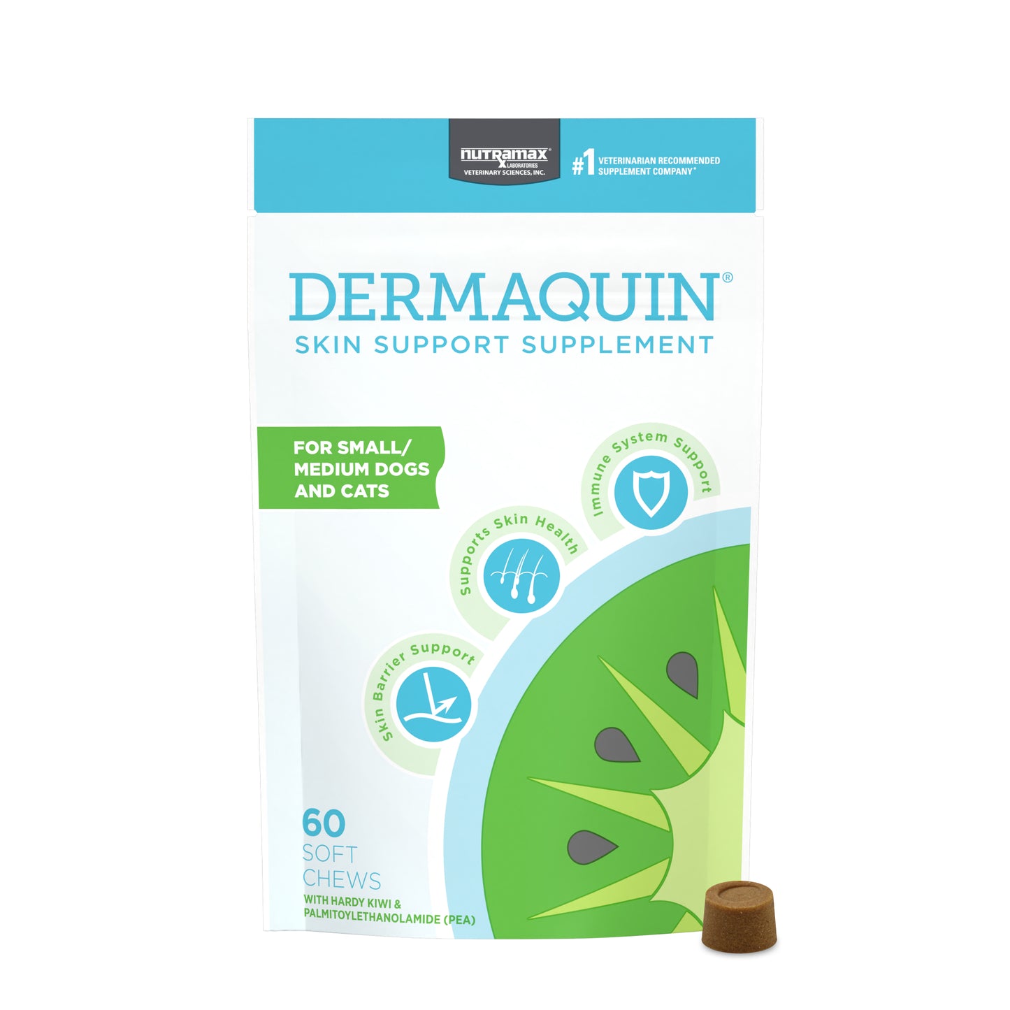 dermaquin skin support sm/med dogs 5-30 lbs & cats of all sizes 60 ct