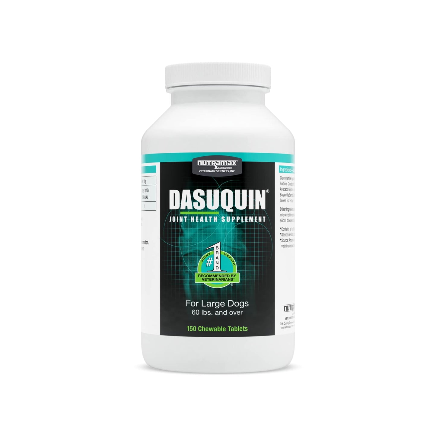 nutramax dasuquin for large dogs 60lbs and over, joint health supplement, chewable tablets, 150 count
