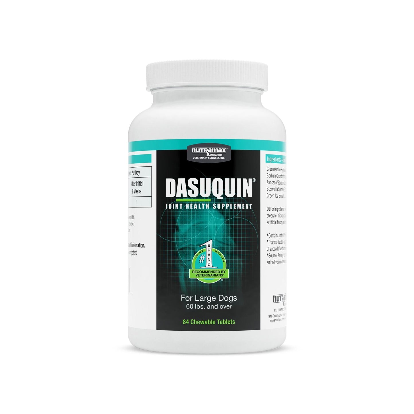 nutramax dasuquin for large dogs 60lbs and over, joint health supplement, chewable tablets, 84 count