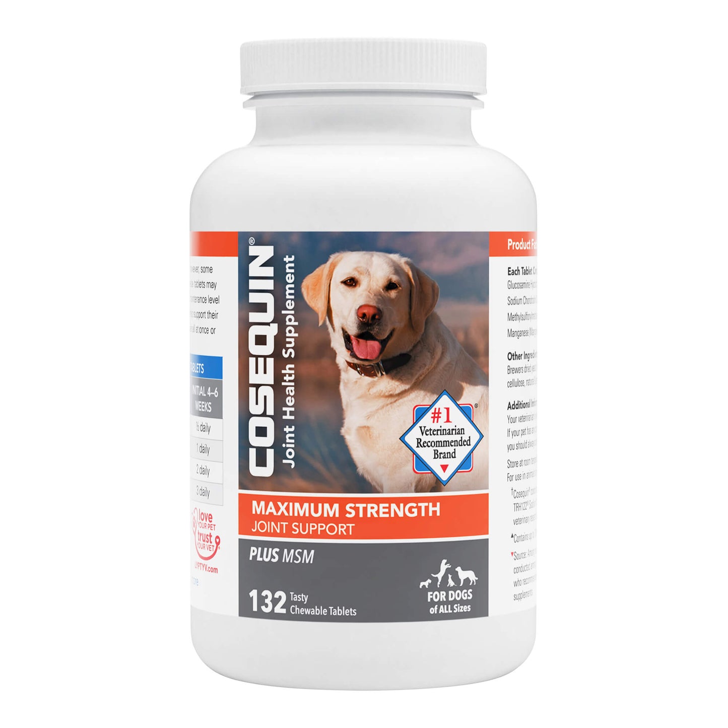 cosequin joint health supplement plus msm for dogs  132 chewable tablets