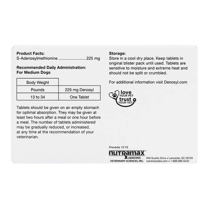 Denosyl for Medium Dogs  225 mg  30 Stabilized Tablets