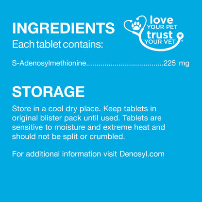 Denosyl for Medium Dogs  225 mg  30 Stabilized Tablets