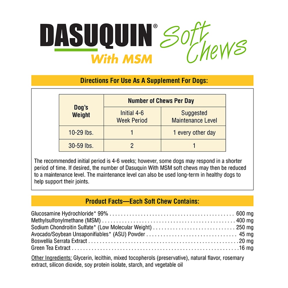 nutramax dasuquin with msm for small to medium dogs, joint health supplement, soft chews, 84 count