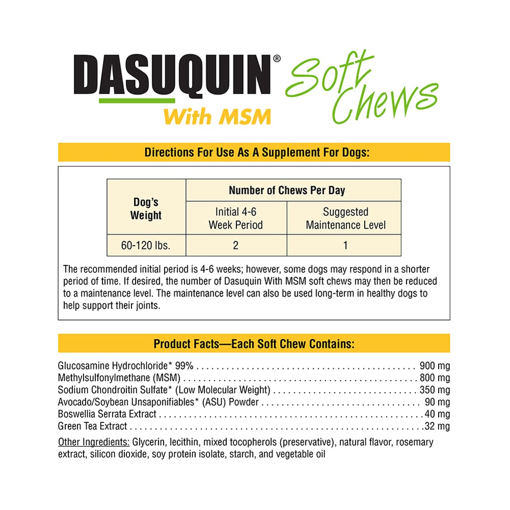 nutramax dasuquin with msm for large dogs 60lbs and over, joint health supplement, soft chews, 150 count