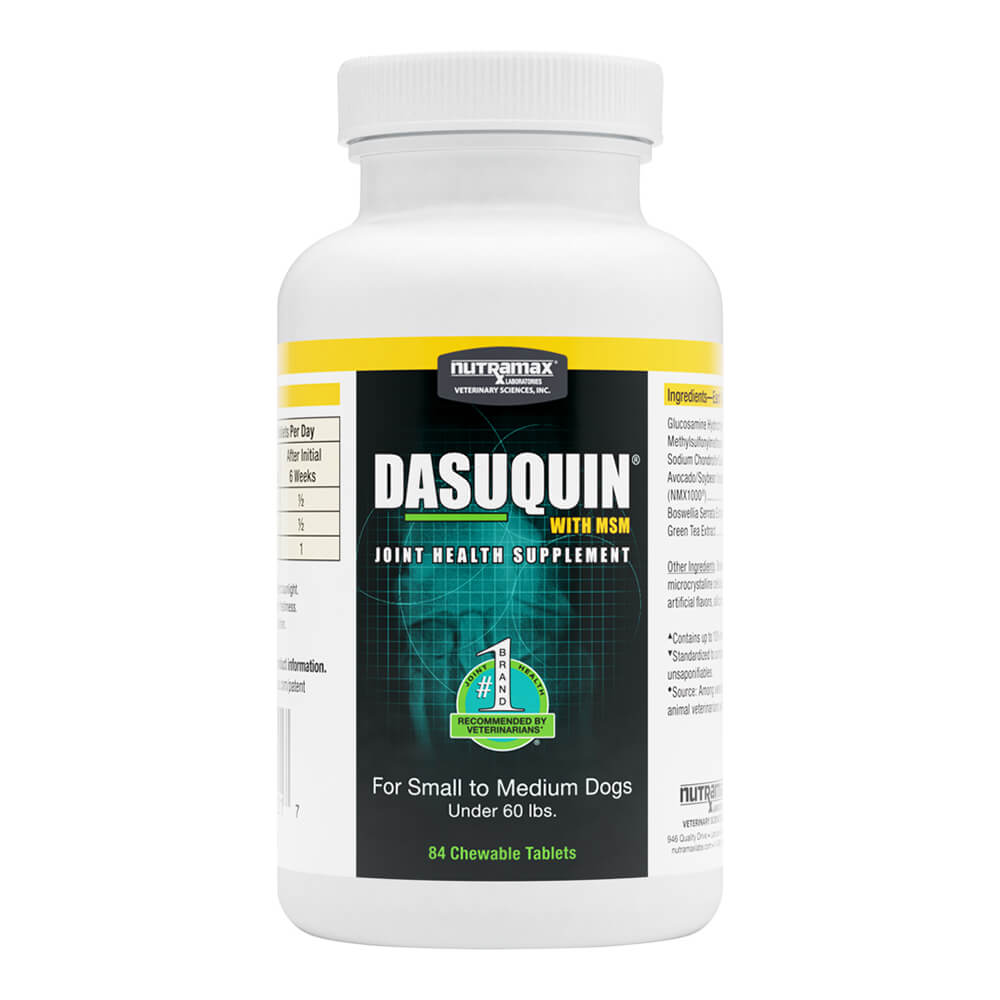 nutramax dasuquin with msm for small to medium dogs, joint health supplement, chewable tablets, 84 count