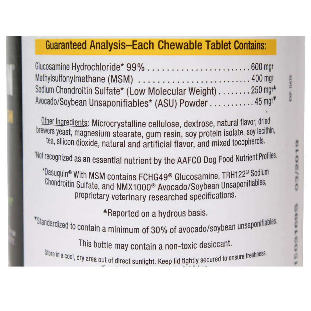 nutramax dasuquin with msm for small to medium dogs, joint health supplement, chewable tablets, 84 count