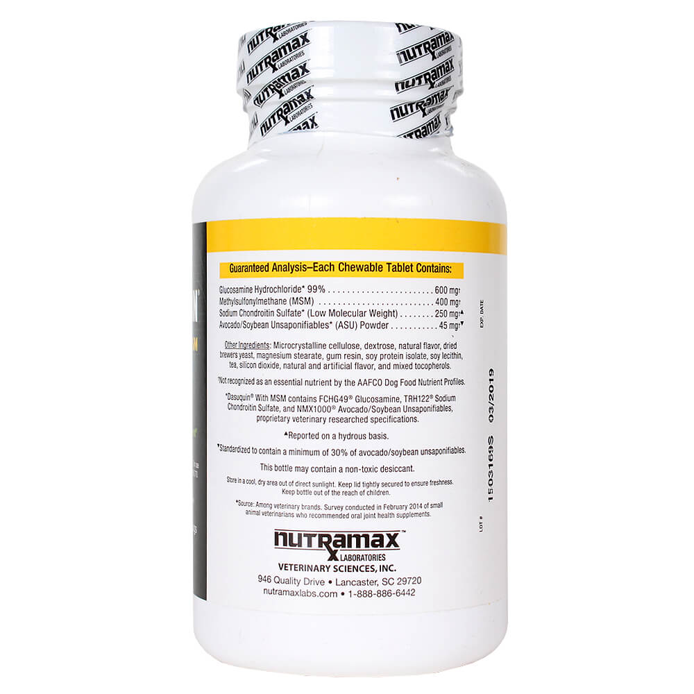 nutramax dasuquin with msm for small to medium dogs, joint health supplement, chewable tablets, 84 count