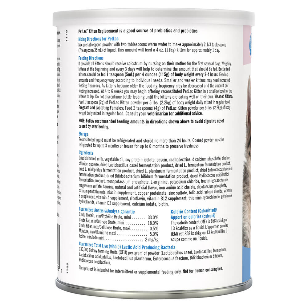 petlac kitten milk replacement powder  10.5 oz