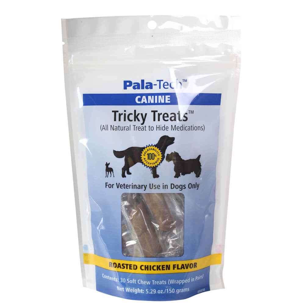 pala-tech tricky treats soft chews for dogs, roasted chicken, 30 ct