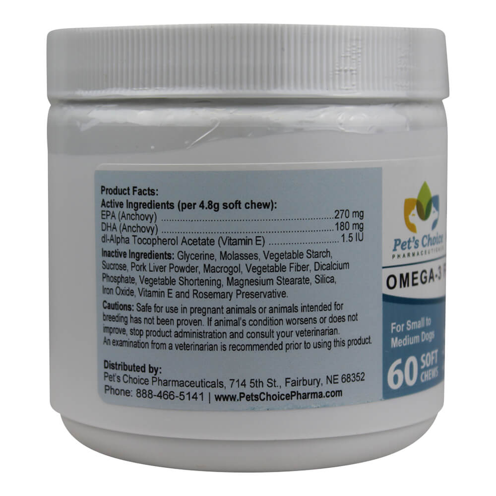 skin & coat omega 3 soft chews, small to med dogs, 60 ct
