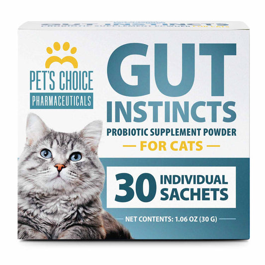 Pet's Choice Gut Instincts Probiotic Supplement Powder Packets for Cats, 30 ct, Veterinary Formulated Cat Probiotics with Vitamins for Gut Health, Digestive Balance, Diarrhea Support, Chicken Flavor