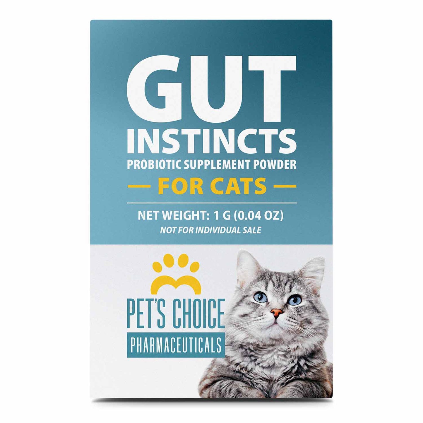 pet's choice gut instincts probiotic supplement powder packets for cats, 30 ct, veterinary formulated cat probiotics with vitamins for gut health, digestive balance, diarrhea support, chicken flavor