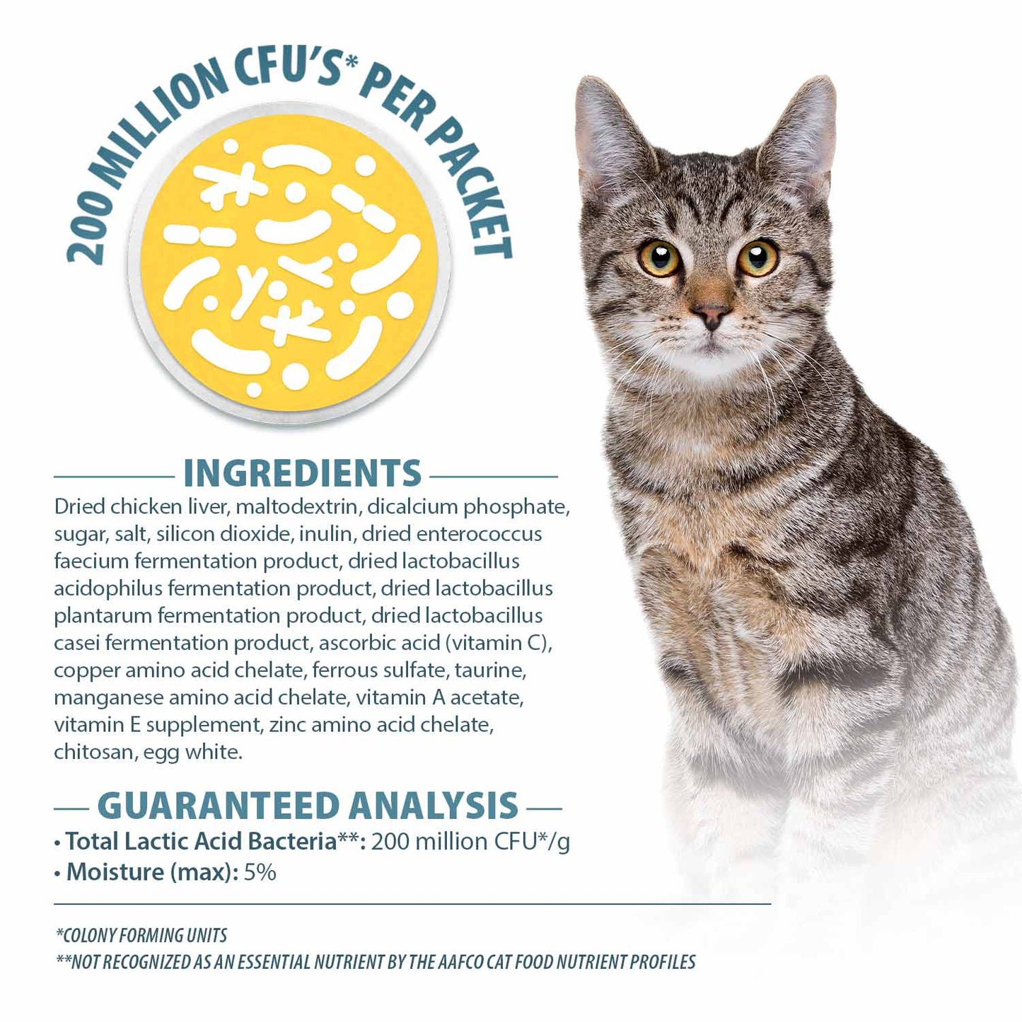 pet's choice gut instincts probiotic supplement powder packets for cats, 30 ct, veterinary formulated cat probiotics with vitamins for gut health, digestive balance, diarrhea support, chicken flavor