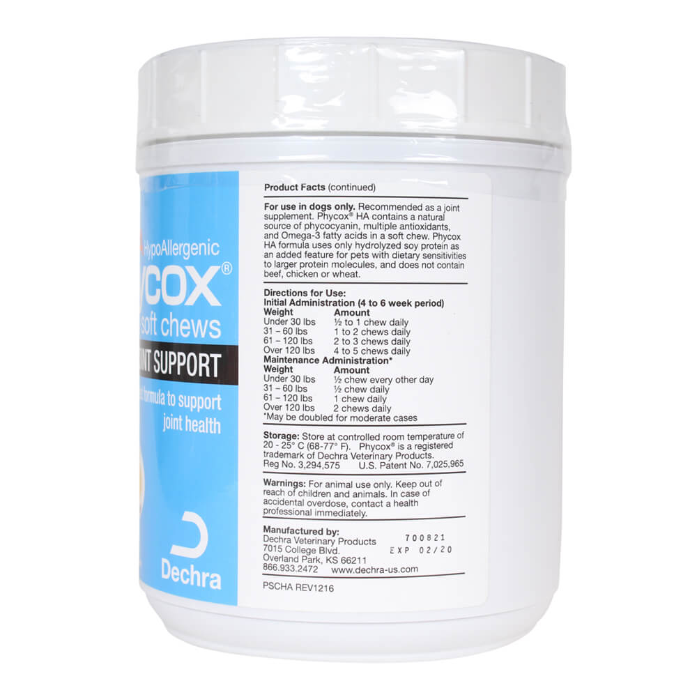 phycox ha hypoallergenic dog joint supplement soft chews, 120 ct