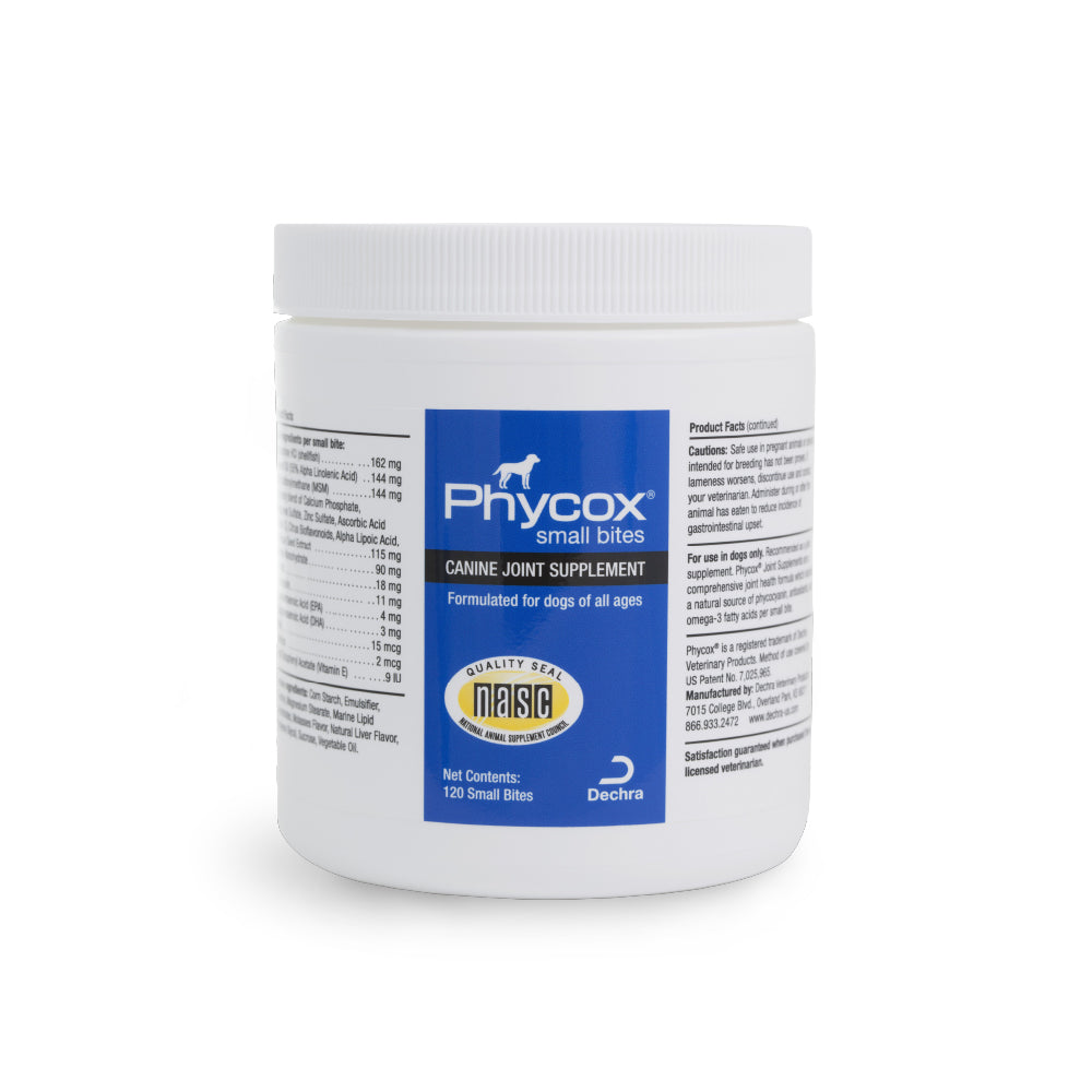 phycox dog joint supplement small bites, 120 ct