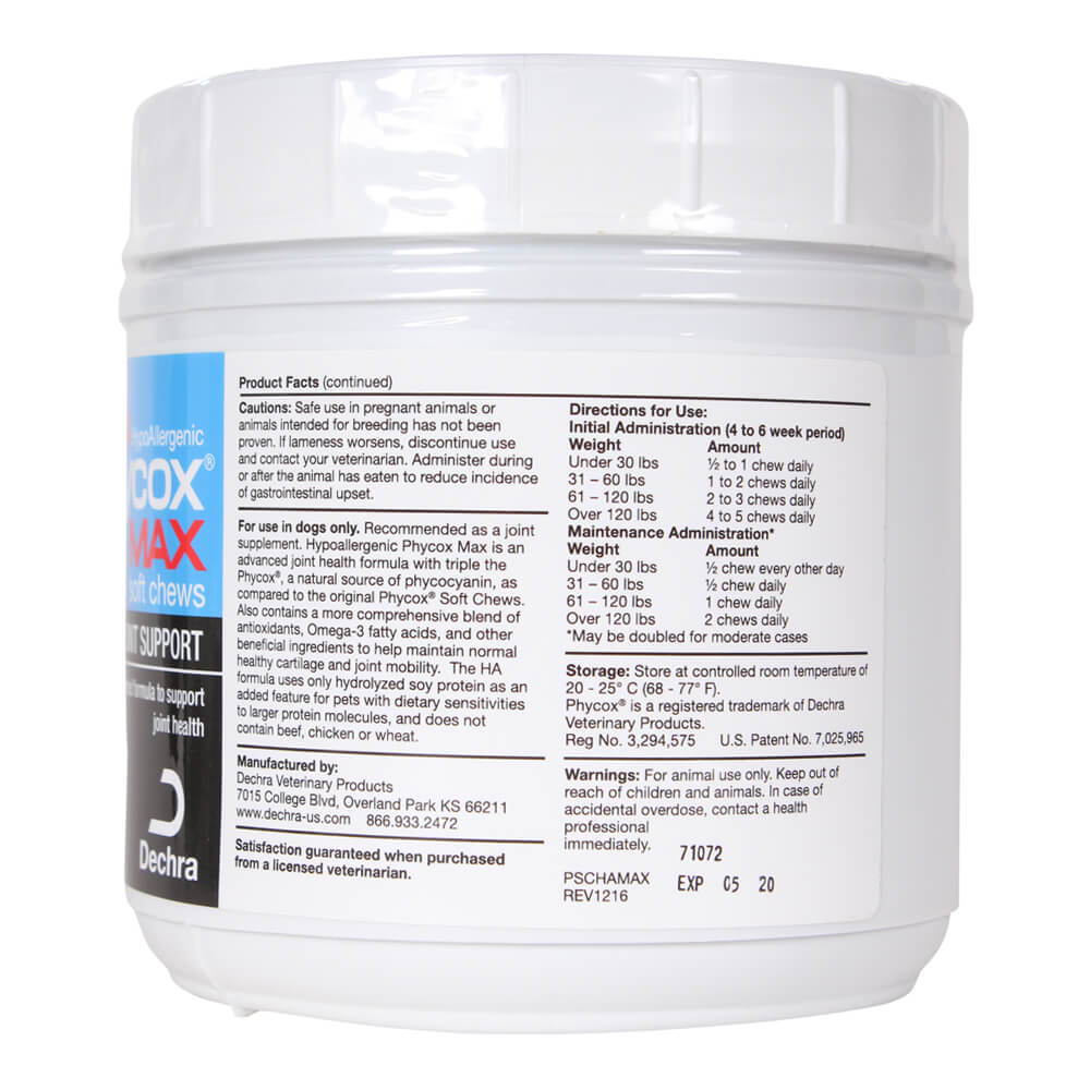 phycox max hypoallergenic (ha) dog joint supplement soft chews, 90 ct