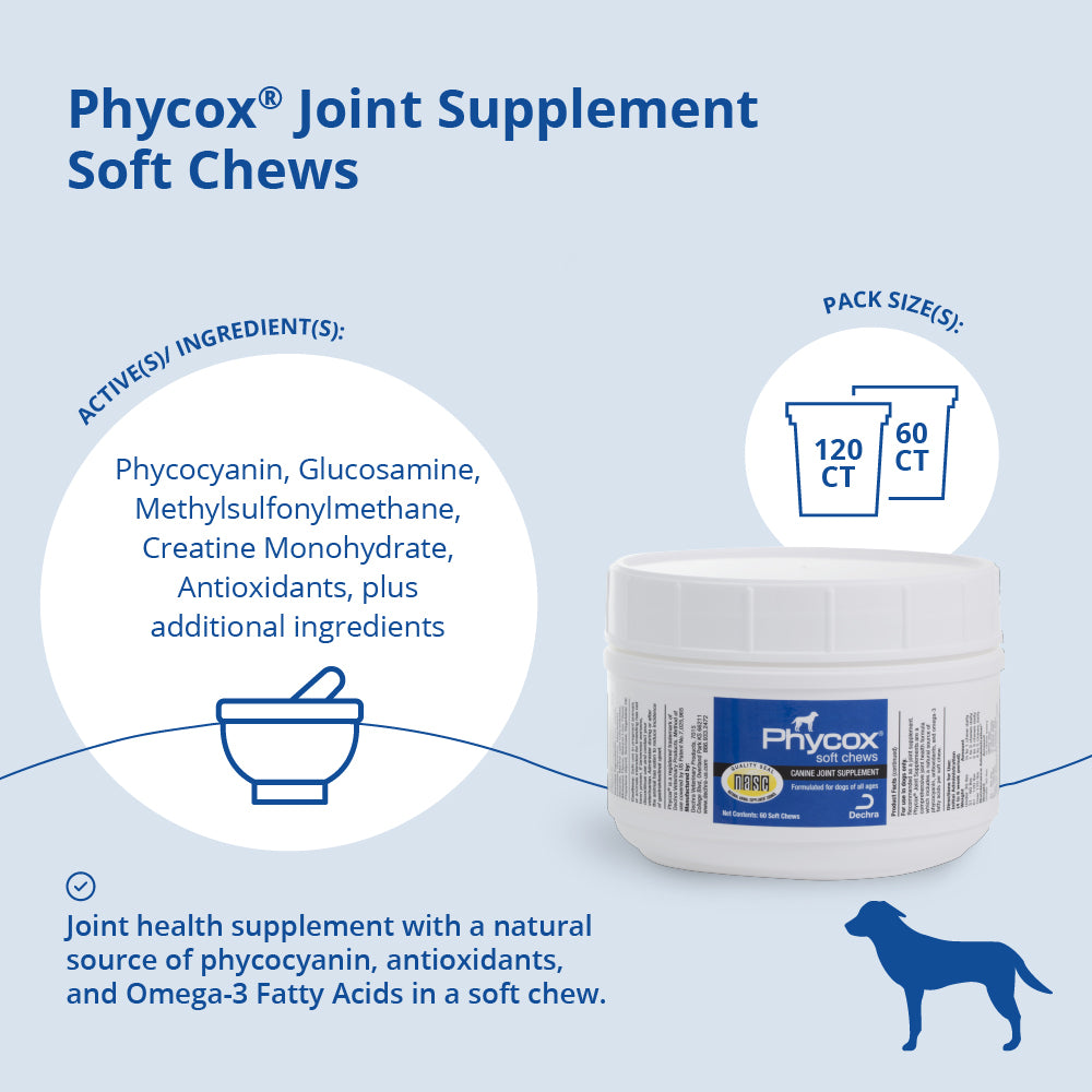 phycox canine joint support soft chews, 60 ct