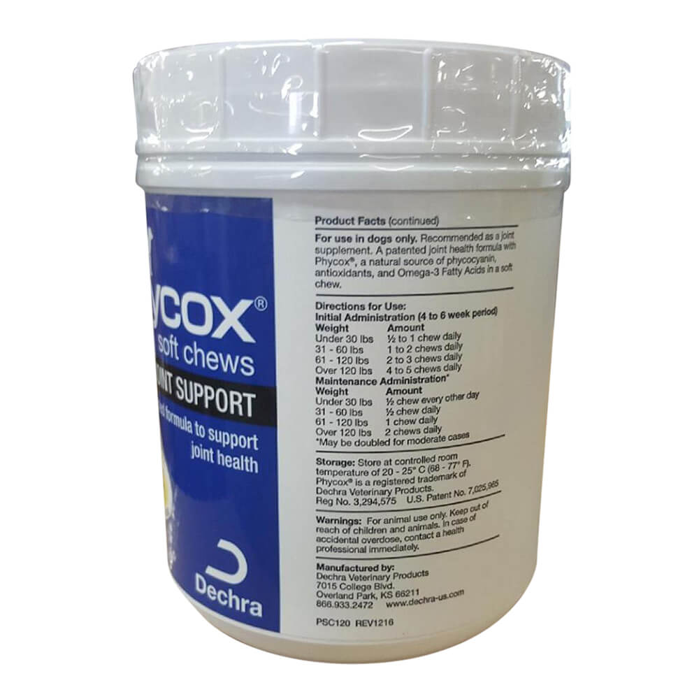 phycox canine joint support soft chews, 120 ct