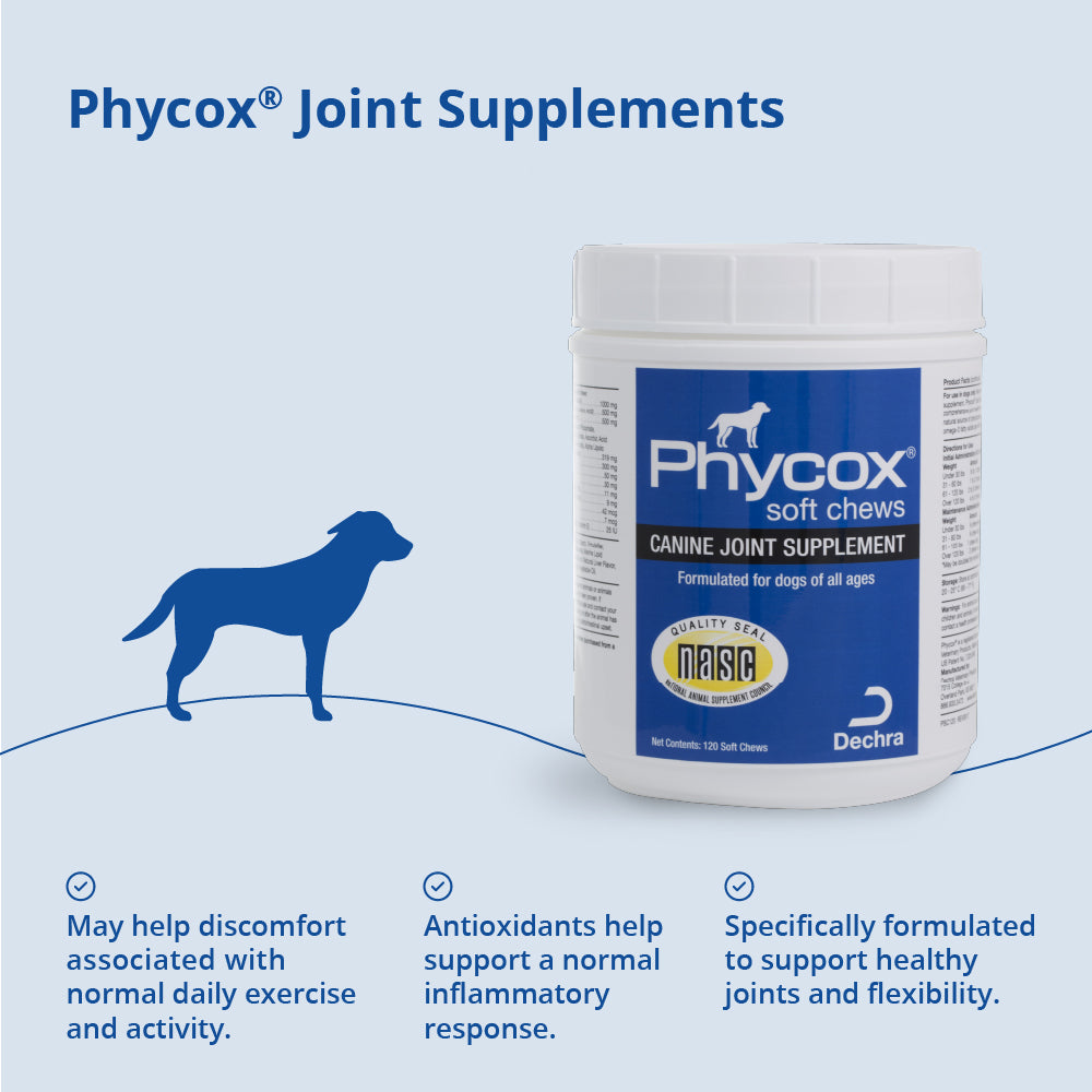 phycox canine joint support soft chews, 120 ct