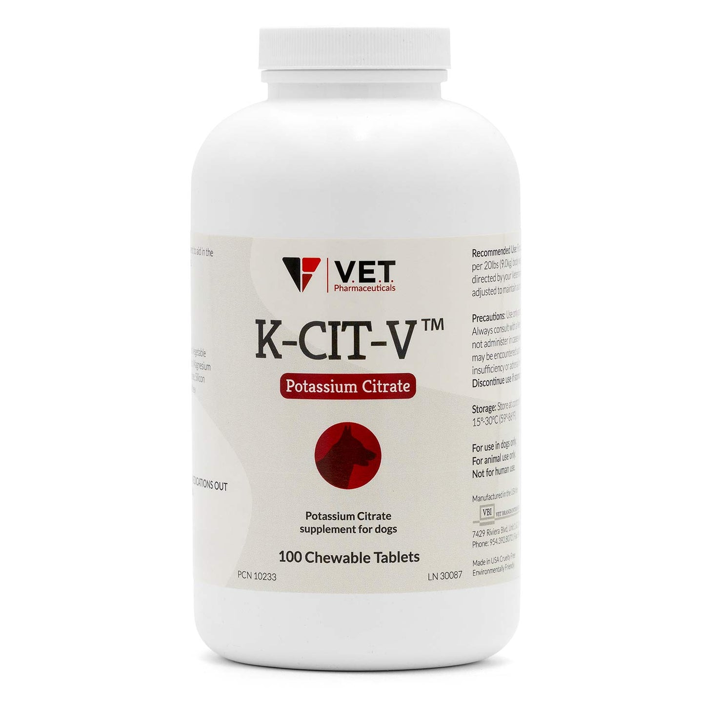 k-cit-v potassium citrate chewable tablets, 640mg, 100ct