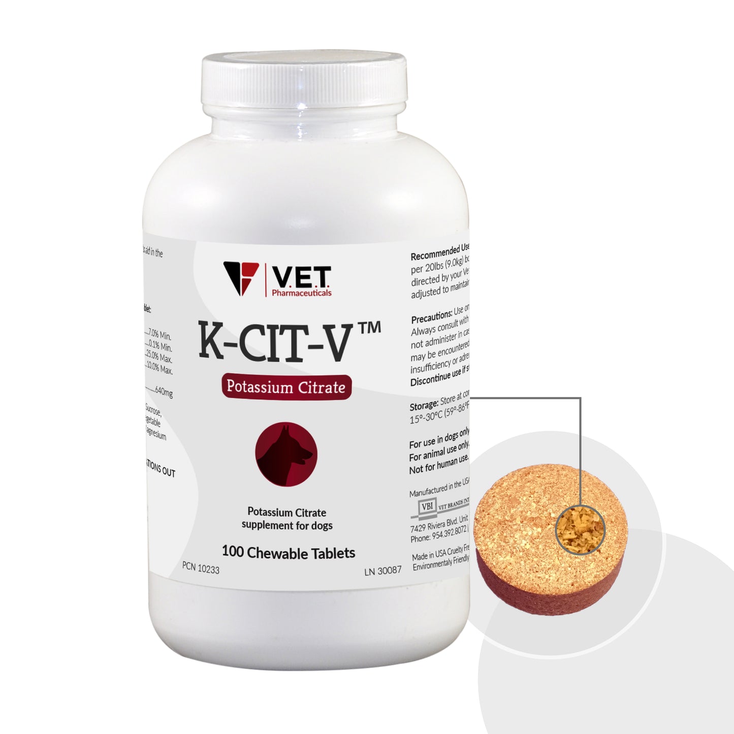 k-cit-v potassium citrate chewable tablets, 640mg, 100ct