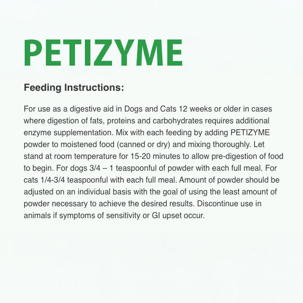 petizyme digestive aid powder for dogs and cats, 12oz