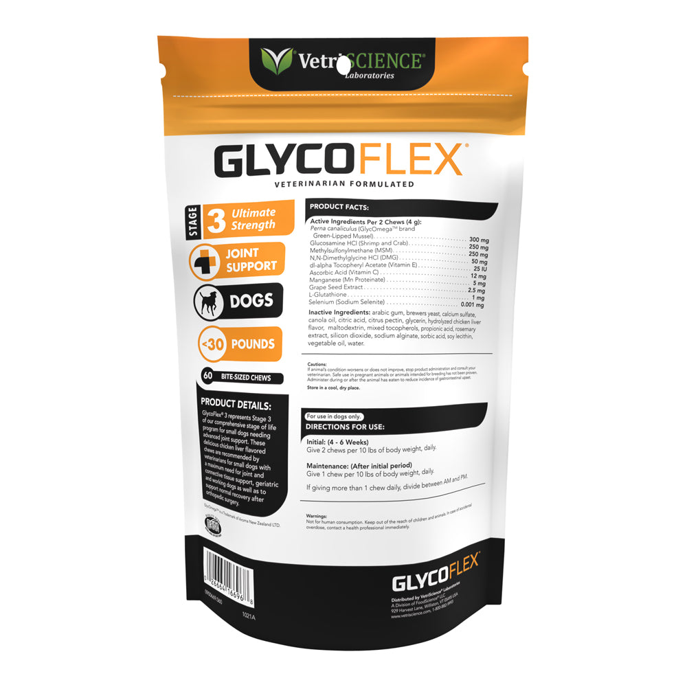 glyco flex 3 joint support for small dogs  60 bite sized chews