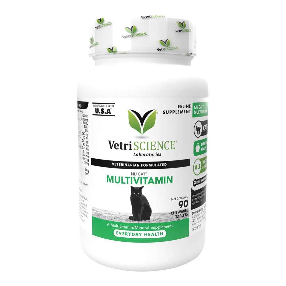 vetriscience nucat multi vitamin for cats, 90 chewable tablets - complete multivitamin supports skin
