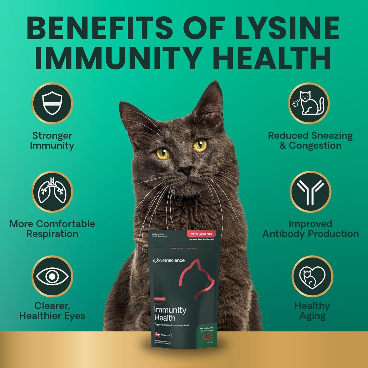 vetriscience vetri lysine plus for cats  120 bite-sized chews