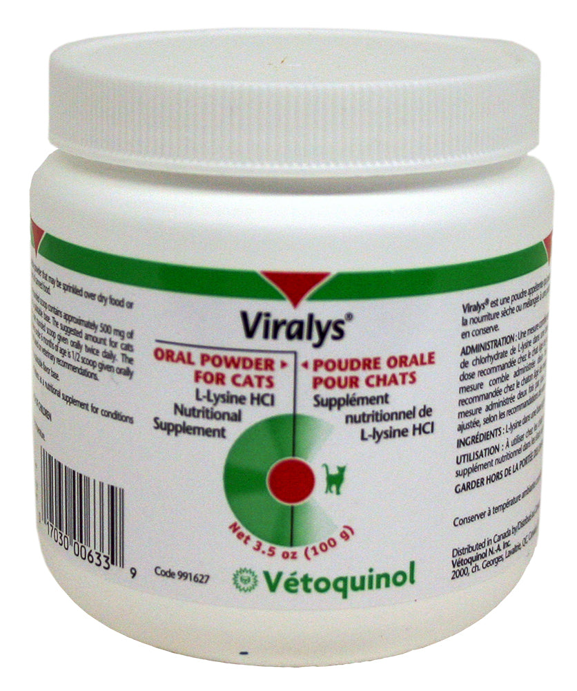vetoquinol viralys l-lysine supplement for cats, 100 gm