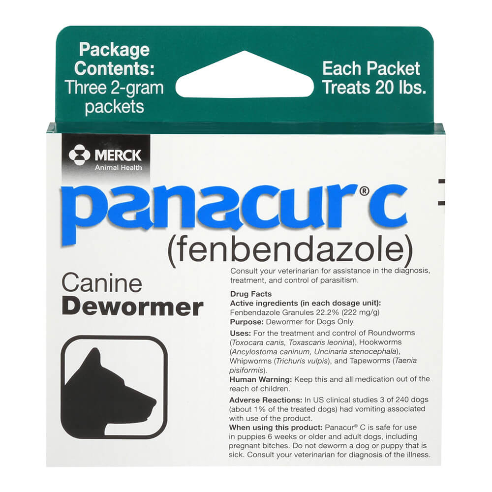 panacur c canine dewormer (fenbendazole granules), 20lbs (green)