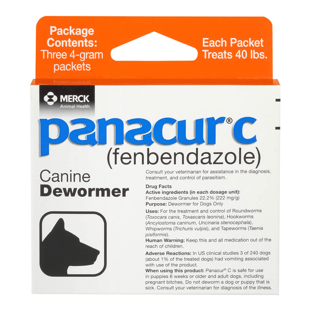 panacur c canine dewormer (fenbendazole granules), 40lbs (orange)