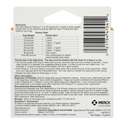 Panacur C Canine Dewormer (fenbendazole granules), 40lbs (Orange)