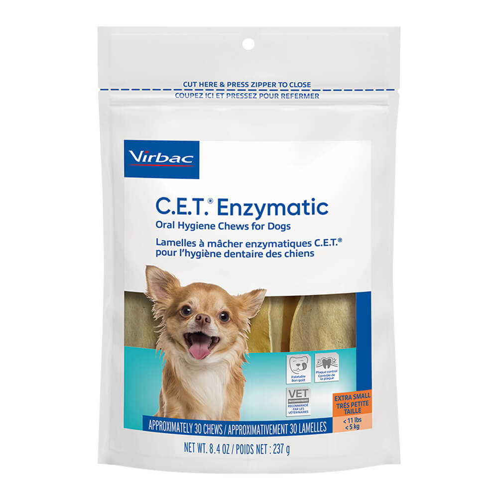 virbac c.e.t. enzymatic oral chews for dogs, <11 lbs, 30 ct
