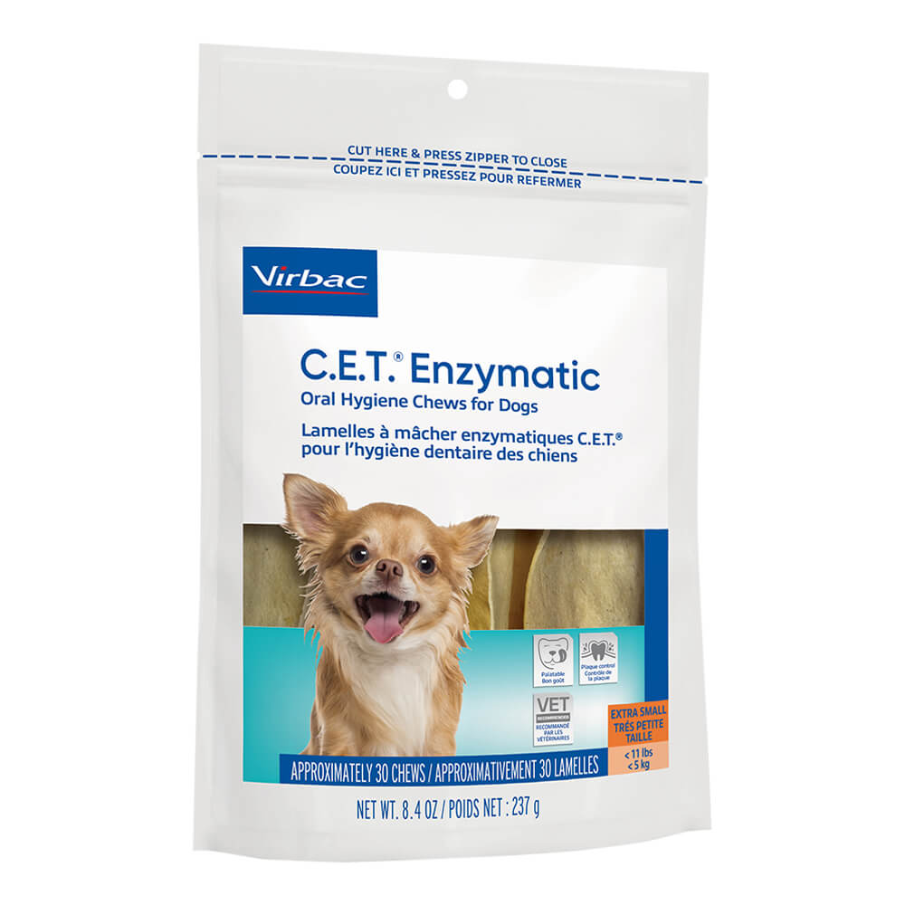 virbac c.e.t. enzymatic oral chews for dogs, <11 lbs, 30 ct