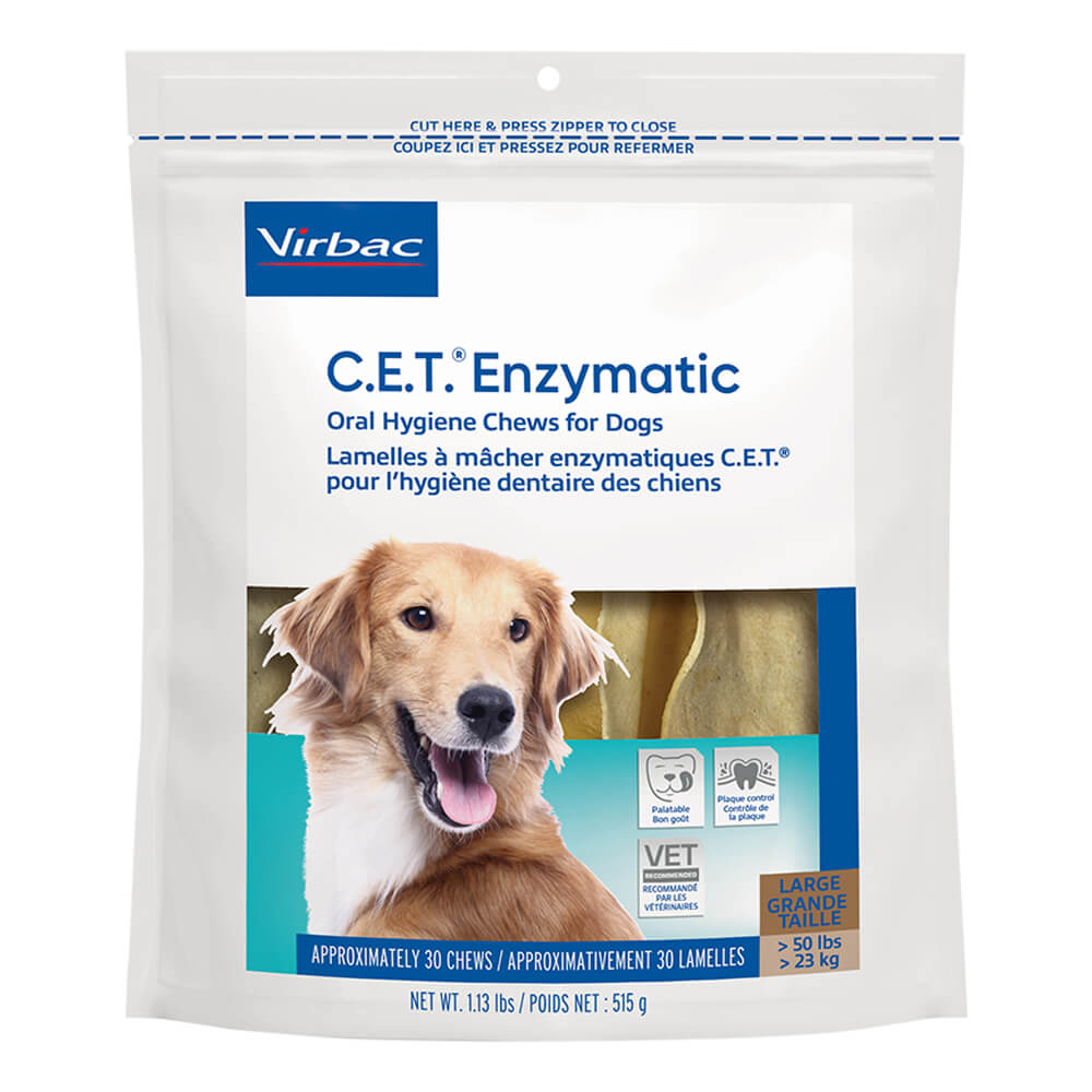 virbac c.e.t. enzymatic oral chews for dogs, >50 lbs, 30 ct