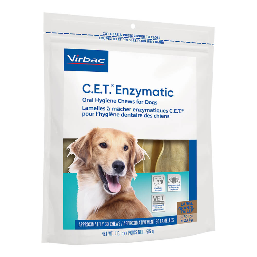 virbac c.e.t. enzymatic oral chews for dogs, >50 lbs, 30 ct