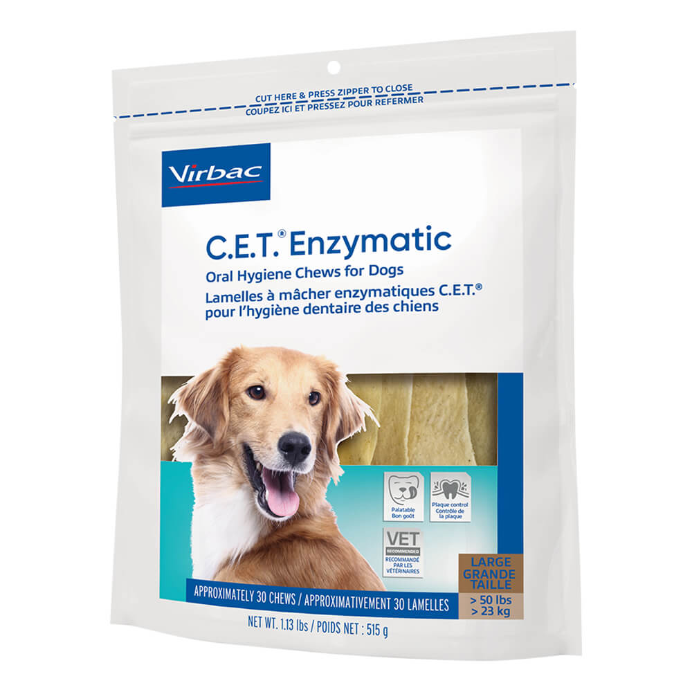 virbac c.e.t. enzymatic oral chews for dogs, >50 lbs, 30 ct