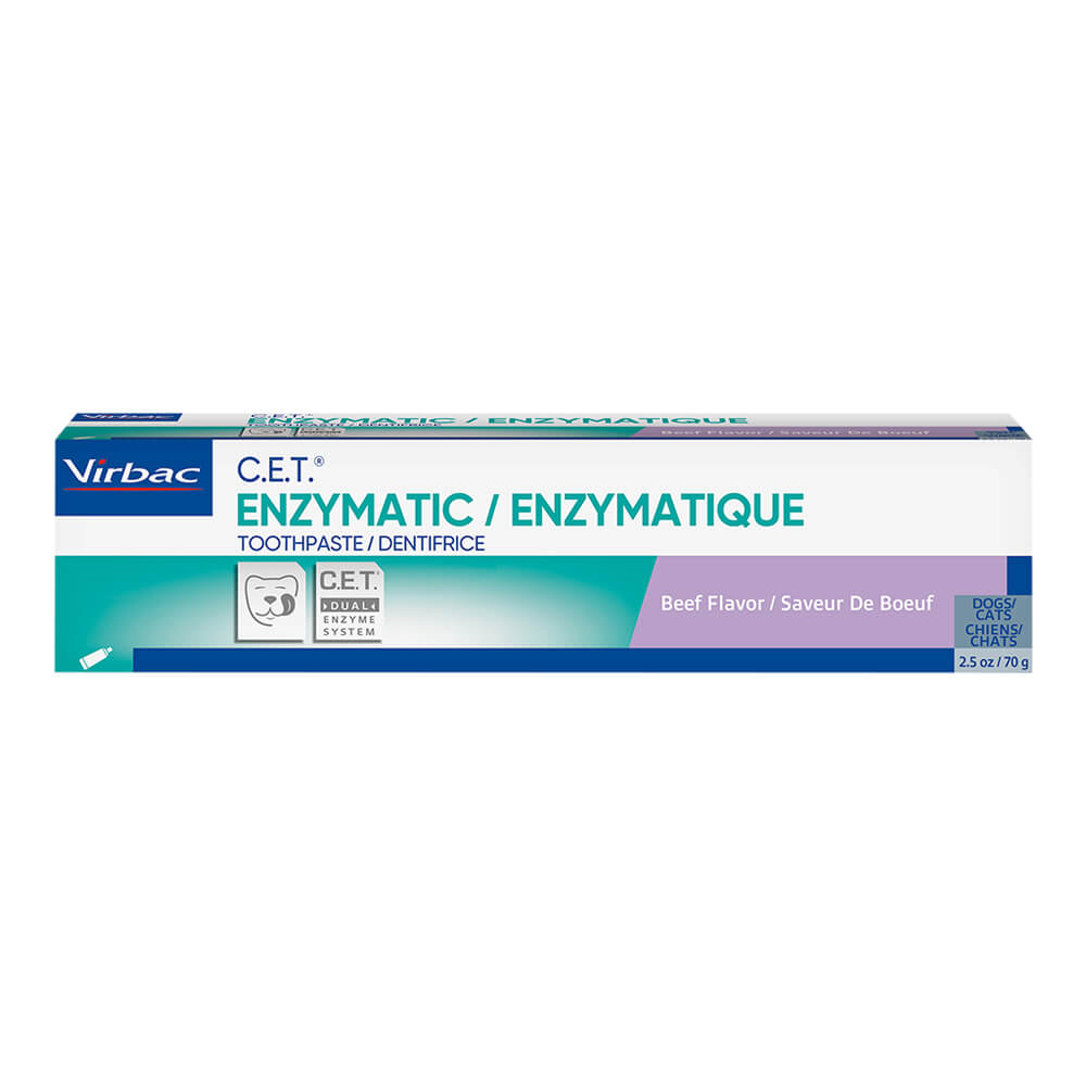 virbac c.e.t. enzymatic pet toothpaste for dogs & cats, beef, 2.5 oz