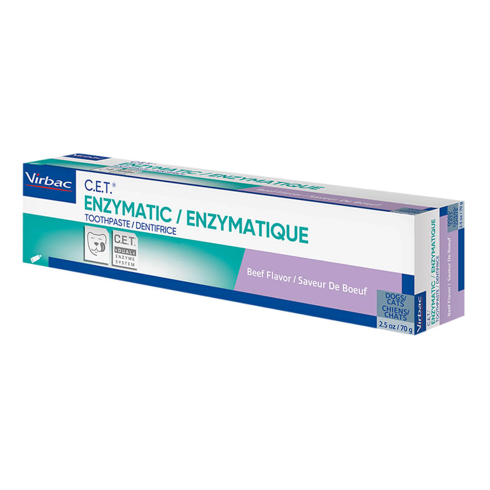 virbac c.e.t. enzymatic pet toothpaste for dogs & cats, beef, 2.5 oz